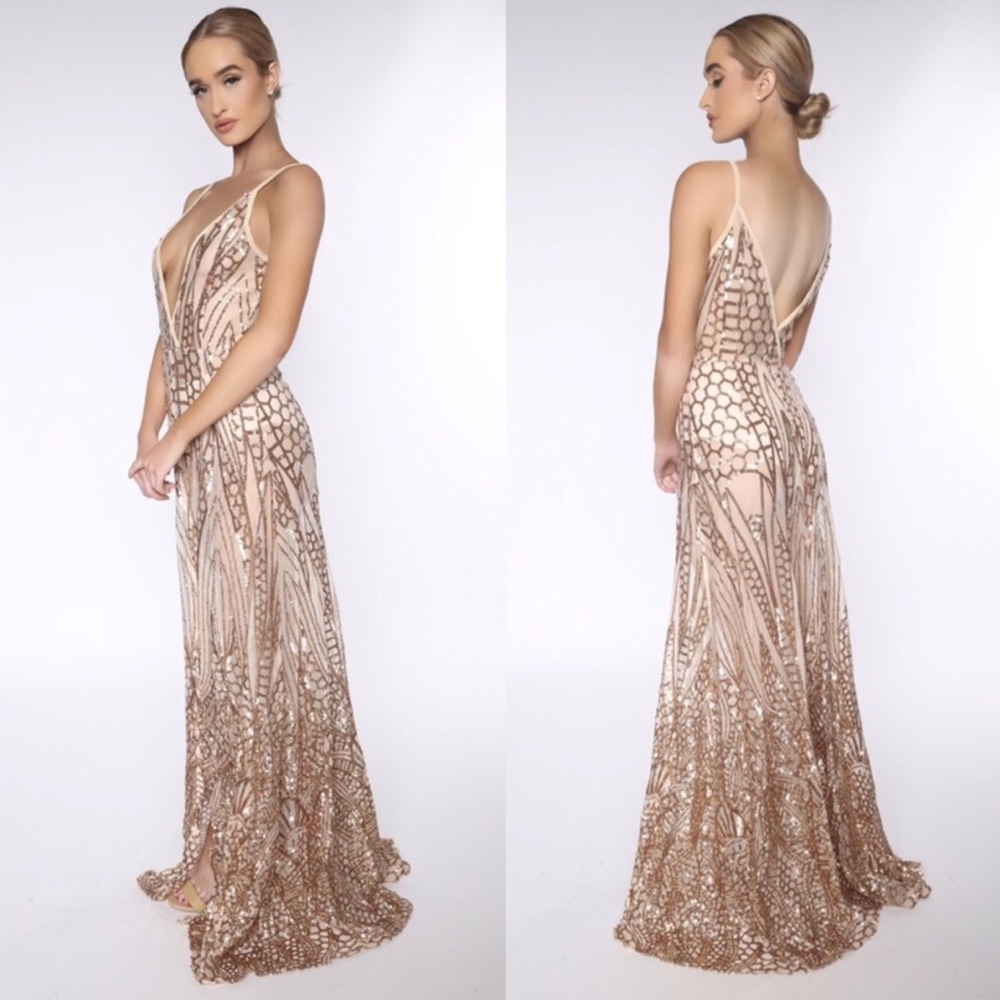 Sexy Sequined Gown in (Gold)